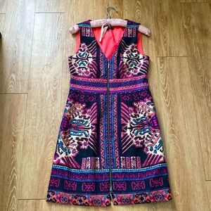 Nanette Lepore Aztec Print Zip Front Dress. Size-4